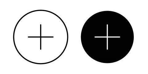 Plus icon in black and white. vector icon pack for websites Stock Illustration