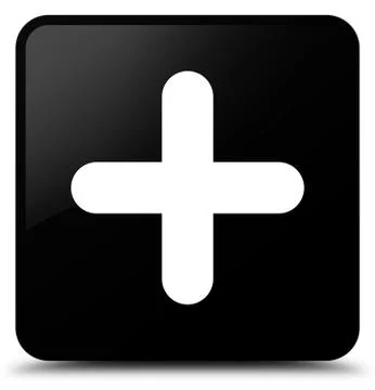 Plus icon black square button Illustrazione stock