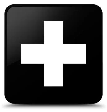 Plus icon black square button 스톡 일러스트
