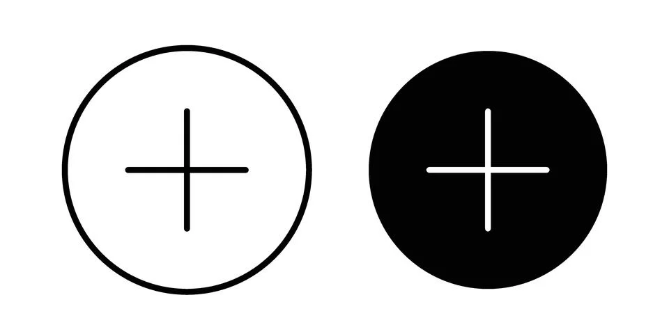 Plus icon black vector isolated on white Illustrazione stock