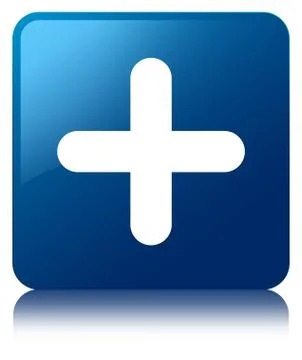 Plus icon blue square button Illustrazione stock
