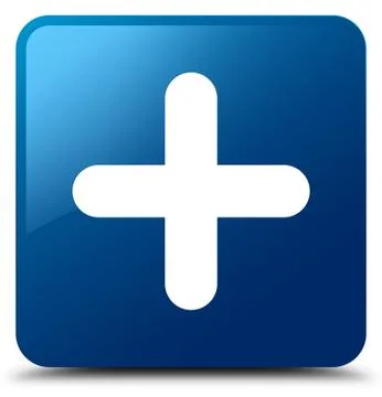 Plus icon blue square button Stock Illustration