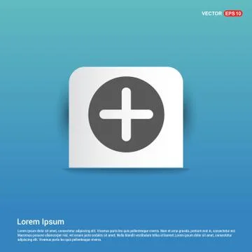 Plus Icon - Blue Sticker button Illustrazione stock