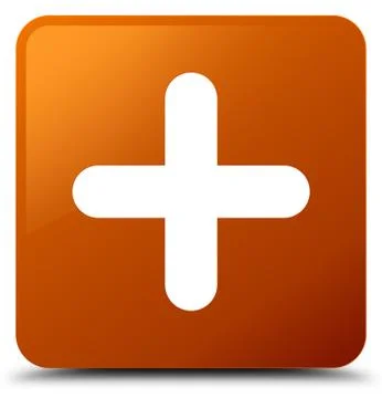 Plus icon brown square button Stock Illustration