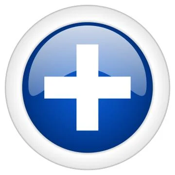 Plus icon, circle blue glossy internet button, web and mobile app illustratio Illustrazione stock