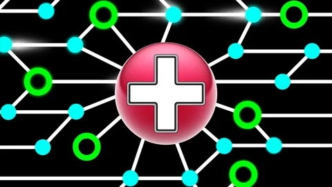 Plus icon on circuit board. Looping footage. Illustration. Stock Footage 123505644