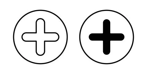 Plus icon collection in black, Line icons, flat symbols イラスト素材