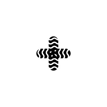Plus icon. Cross sign. Simple style Christian holiday poster background sym.. Stock Illustration