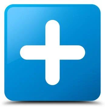 Plus icon cyan blue square button 스톡 일러스트