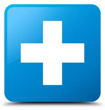 Plus icon cyan blue square button 스톡 일러스트