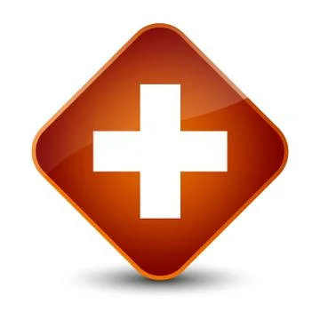 Plus icon elegant brown diamond button Stock Illustration