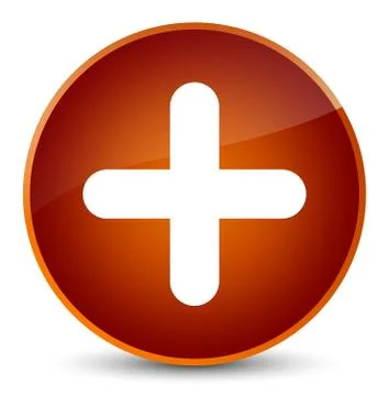 Plus icon elegant brown round button Stock Illustration