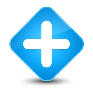 Plus icon elegant cyan blue diamond button Stock Illustration