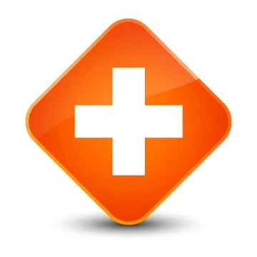 Plus icon elegant orange diamond button Stock Illustration