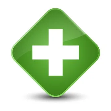 Plus icon elegant soft green diamond button Stock Illustration