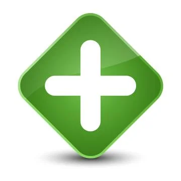 Plus icon elegant soft green diamond button Stock Illustration