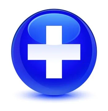 Plus icon glassy blue round button Illustrazione stock