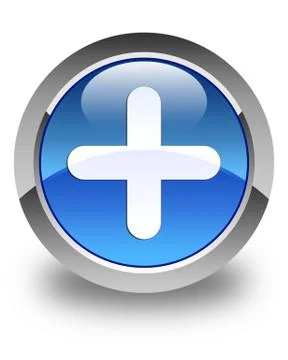 Plus icon glossy blue round button Illustrazione stock