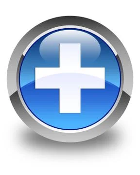 Plus icon glossy blue round button Illustrazione stock