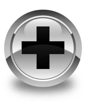 Plus icon glossy white round button Illustrazione stock