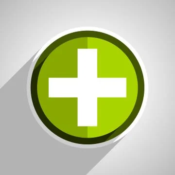 Plus icon, green circle flat design internet button, web and mobile app illus 스톡 일러스트