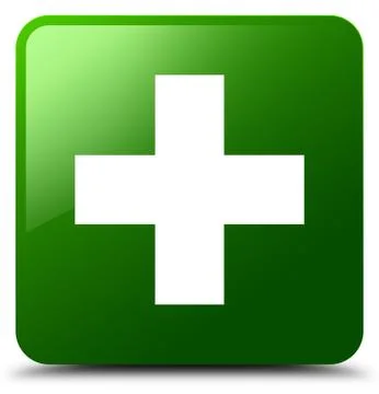 Plus icon green square button Illustrazione stock