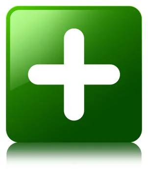 Plus icon green square button Illustrazione stock