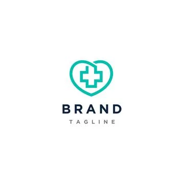 Plus Icon Inside Heart Symbol Logo Design Stock Illustration