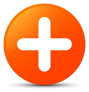 Plus icon orange round button 스톡 일러스트