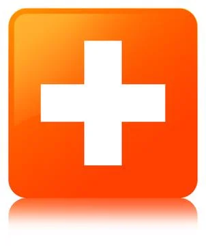 Plus icon orange square button Stock Illustration