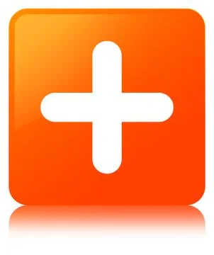 Plus icon orange square button Illustrazione stock