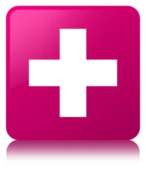 Plus icon pink square button 스톡 일러스트