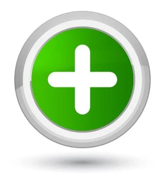 Plus icon prime green round button Stock Illustration