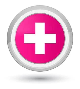 Plus icon prime pink round button Illustrazione stock