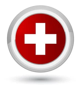 Plus icon prime red round button 스톡 일러스트