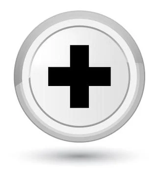 Plus icon prime white round button Stock Illustration