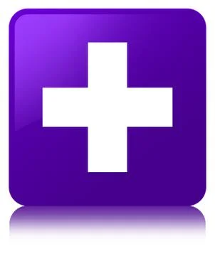 Plus icon purple square button Stock Illustration