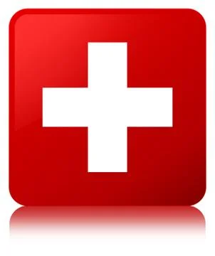 Plus icon red square button Illustrazione stock