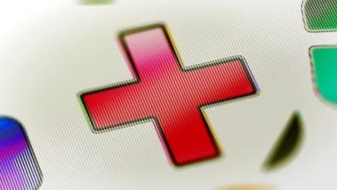Plus icon in the screen. Looping footage has 4K resolution. Prores 4444. Stock Footage 98426539