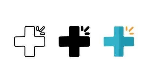 Plus, icon set add button medical cross Stock Illustration
