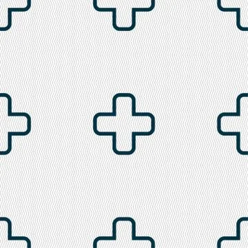 Plus icon sign. Seamless pattern with geometric texture. Stock Illustration