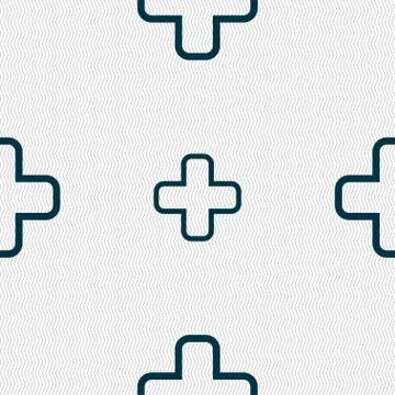 Plus icon sign. Seamless pattern with geometric texture. イラスト素材