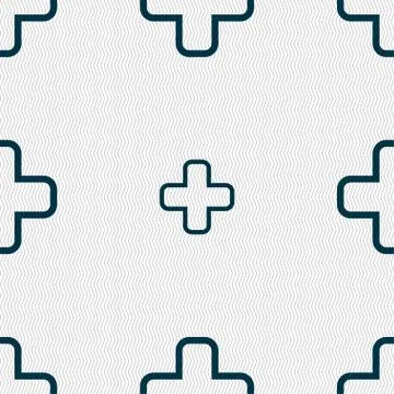 Plus icon sign. Seamless pattern with geometric texture. イラスト素材