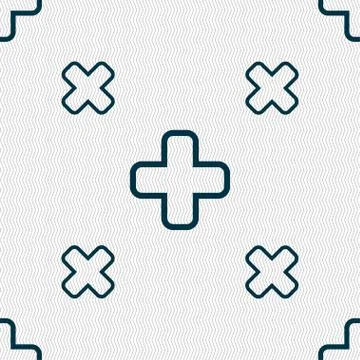 Plus icon sign. Seamless pattern with geometric texture. Stock Illustration