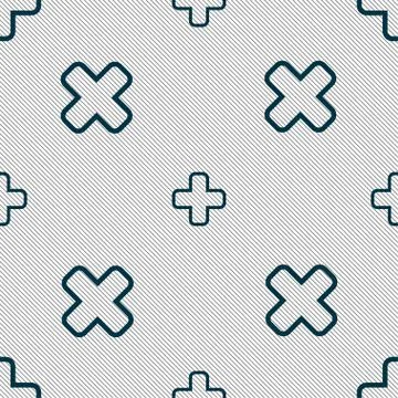 Plus icon sign. Seamless pattern with geometric texture. Stock Illustration