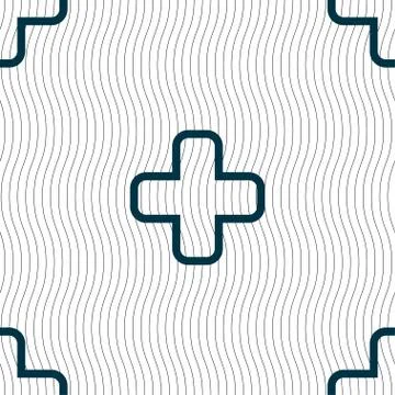 Plus icon sign. Seamless pattern with geometric texture. Stock Illustration