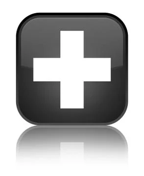 Plus icon special black square button Stock Illustration