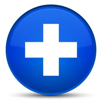 Plus icon special blue round button Illustrazione stock