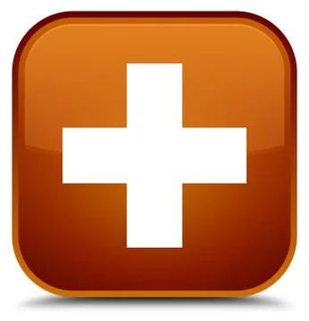 Plus icon special brown square button 스톡 일러스트