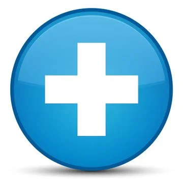 Plus icon special cyan blue round button Stock Illustration